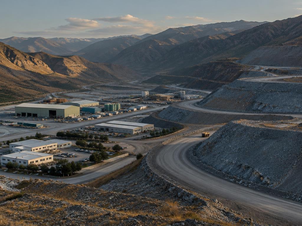 Mine roads, waste storage, and site buildings